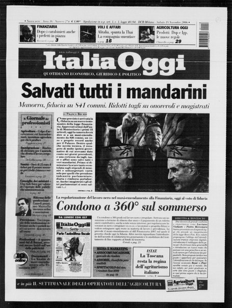 Italia oggi : quotidiano di economia finanza e politica